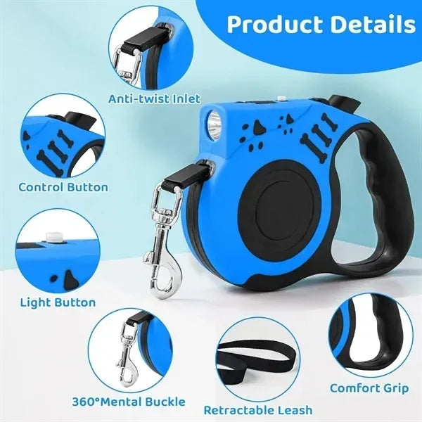 Retractable Dog Leash with Flashlight