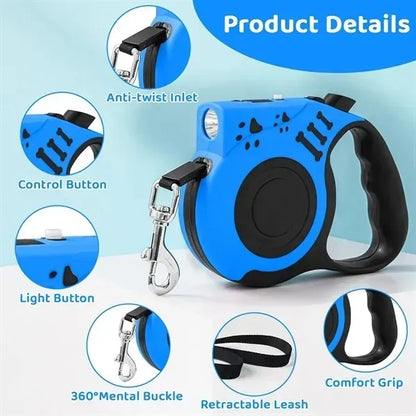 Retractable Dog Leash with Flashlight