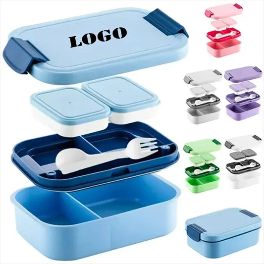 Lunch Stackable Container Bento Box with Utensil Set