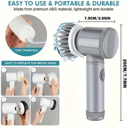 Electric Spin Scrubber With 5 Brush Heads