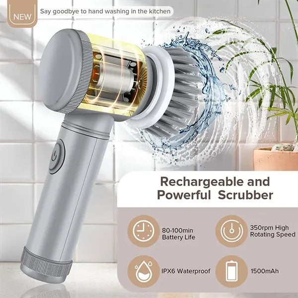 Electric Spin Scrubber With 5 Brush Heads