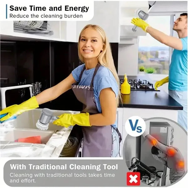 Electric Spin Scrubber With 5 Brush Heads