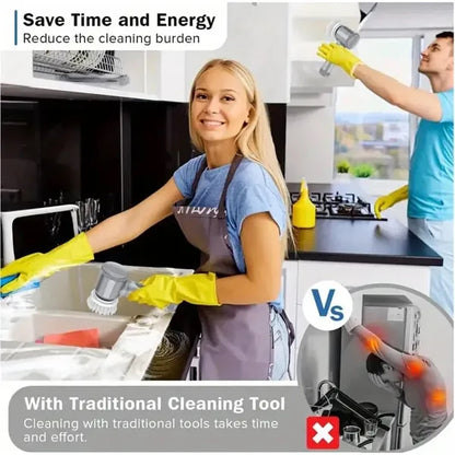 Electric Spin Scrubber With 5 Brush Heads