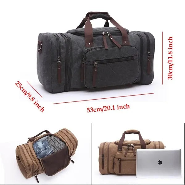 Large Canvas Duffel Travelling Overnight Weekender Bag