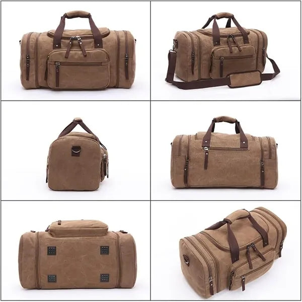 Large Canvas Duffel Travelling Overnight Weekender Bag