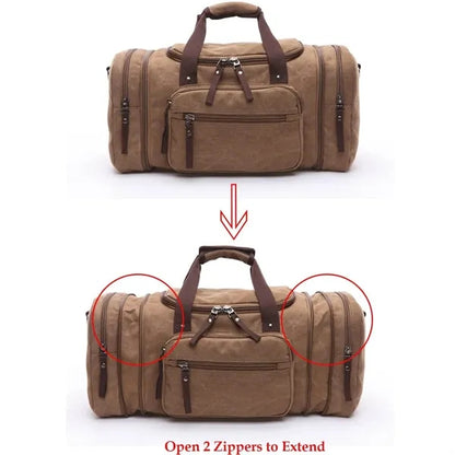 Large Canvas Duffel Travelling Overnight Weekender Bag