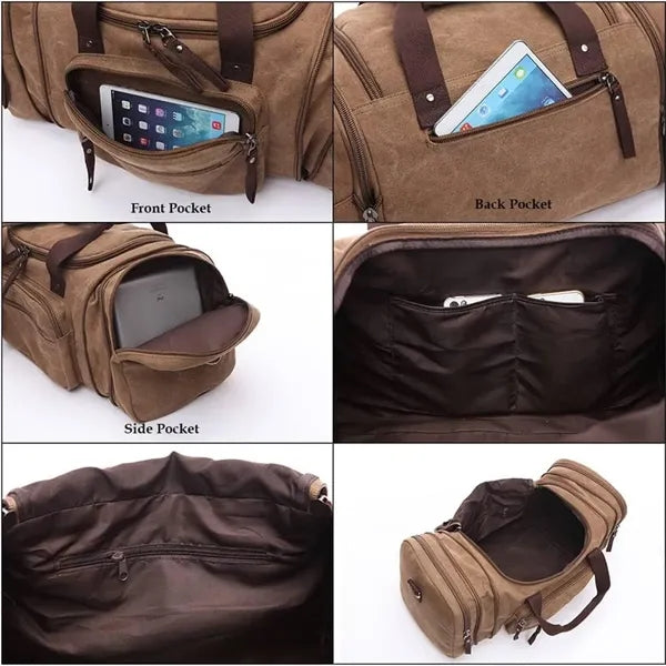 Large Canvas Duffel Travelling Overnight Weekender Bag