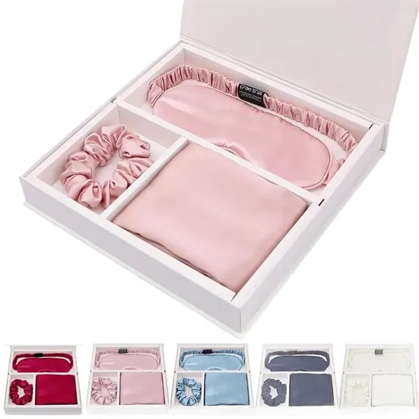 Real Silk Bedding Pillowcase Eye Mask Travel Set Gift