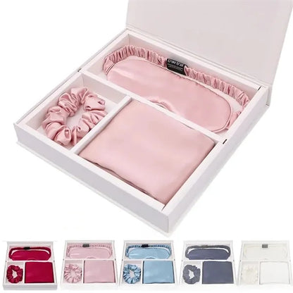 Real Silk Bedding Pillowcase Eye Mask Travel Set Gift