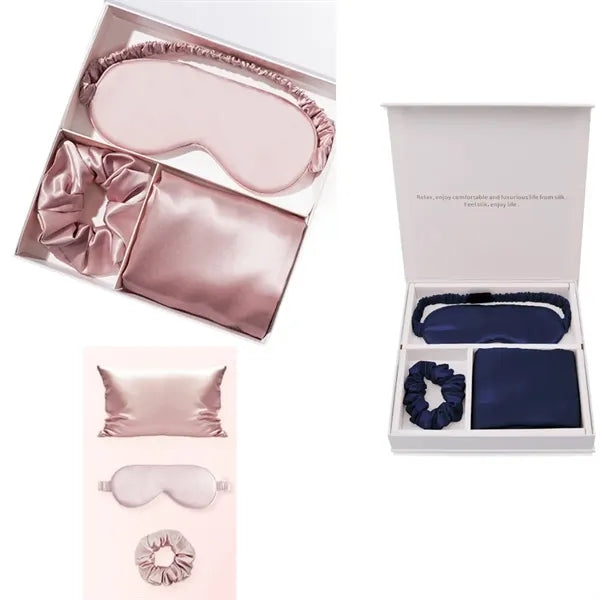 Real Silk Bedding Pillowcase Eye Mask Travel Set Gift