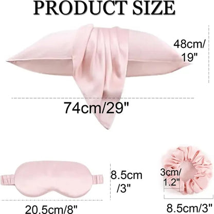 Real Silk Bedding Pillowcase Eye Mask Travel Set Gift