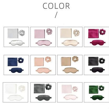 Real Silk Bedding Pillowcase Eye Mask Travel Set Gift
