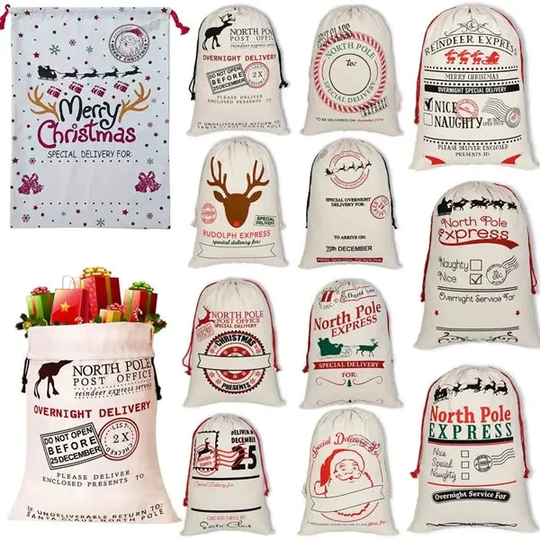 Personalized Santa Gift Bag with Drawstring