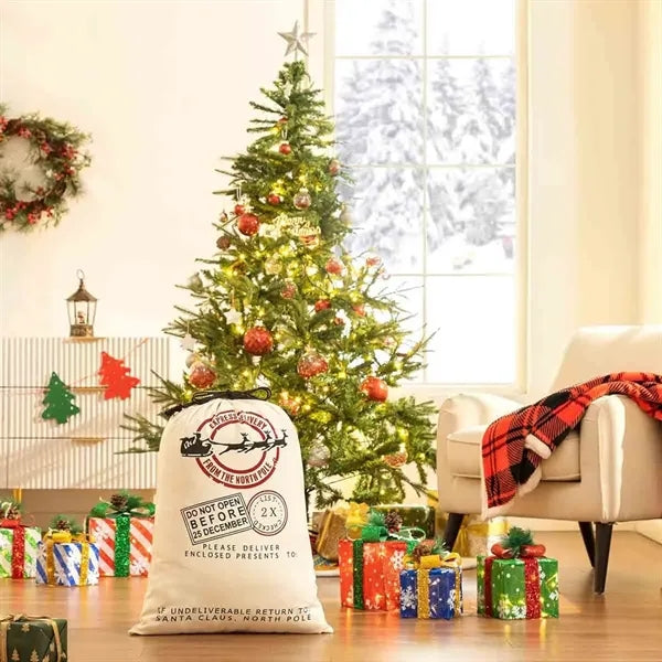 Personalized Santa Gift Bag with Drawstring