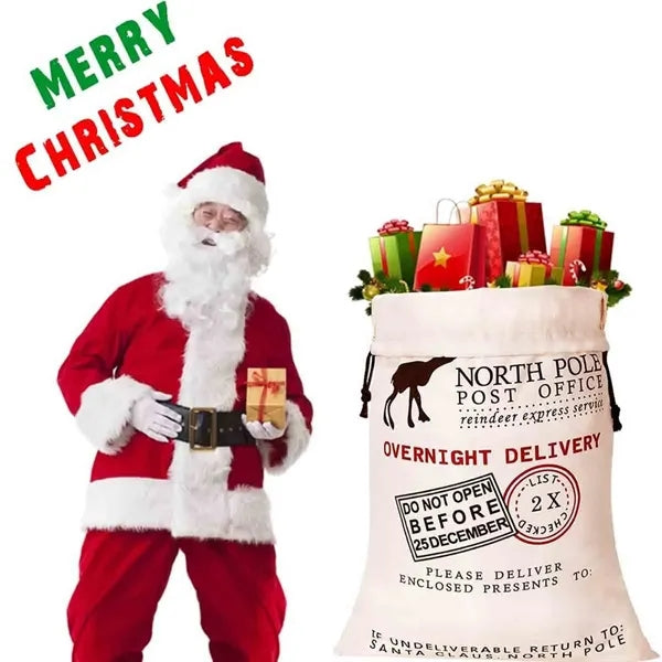 Personalized Santa Gift Bag with Drawstring