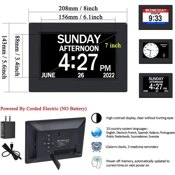 Digital Calendar Alarm Clock Picture Frame