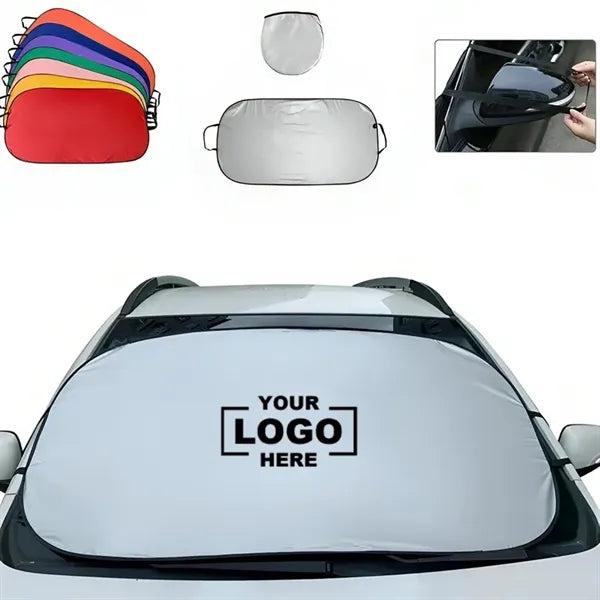 Foldable Car Windshield Sunshade With Storage Pouch