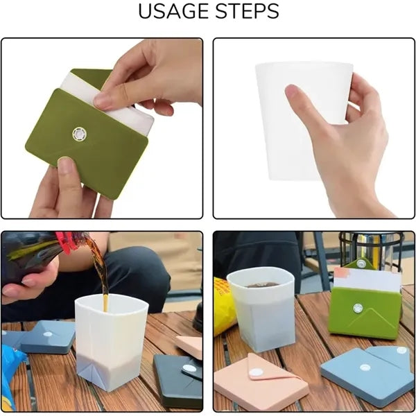 Collapsible Silicone Travel Cup With Card Sleeve