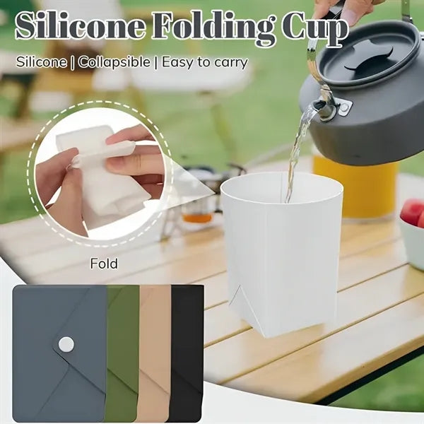 Collapsible Silicone Travel Cup With Card Sleeve