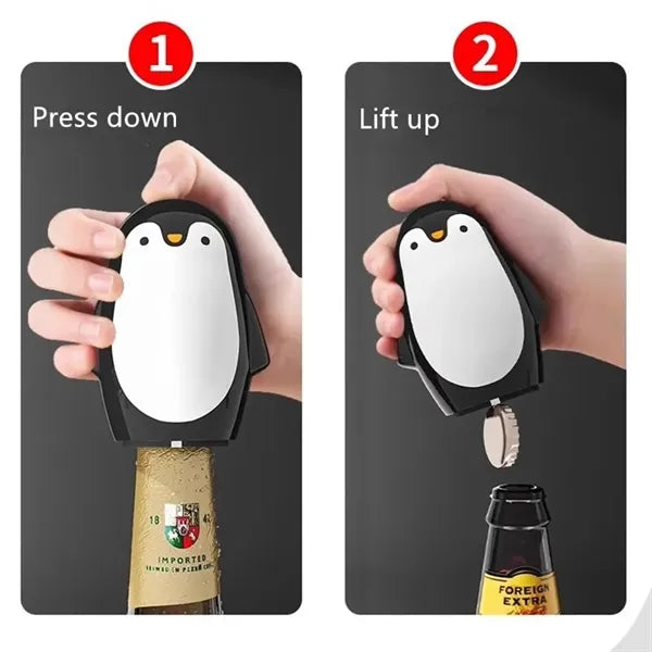 Penguin Bottle Opener with Magnetic Cap Catcher