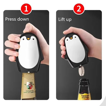 Penguin Bottle Opener with Magnetic Cap Catcher