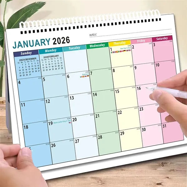 Full Color Standing Spiral Desk Calendar