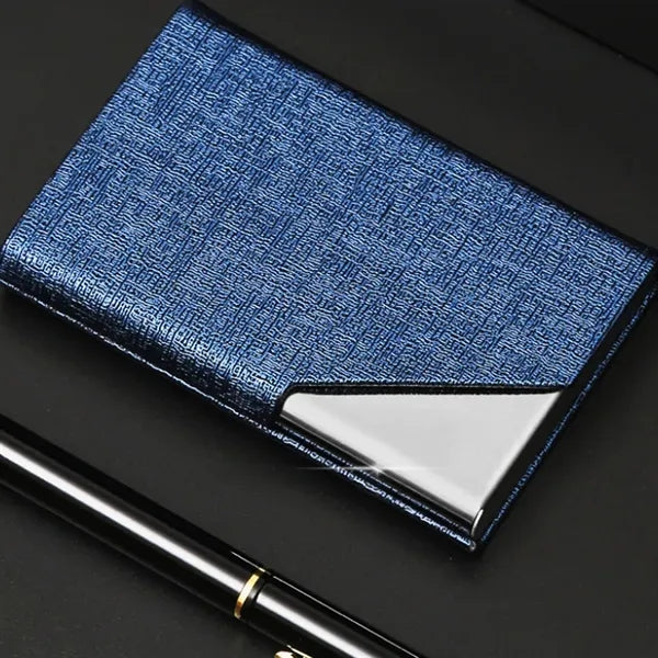 Leather And Stainless Steel Magnetic Business Card Holder