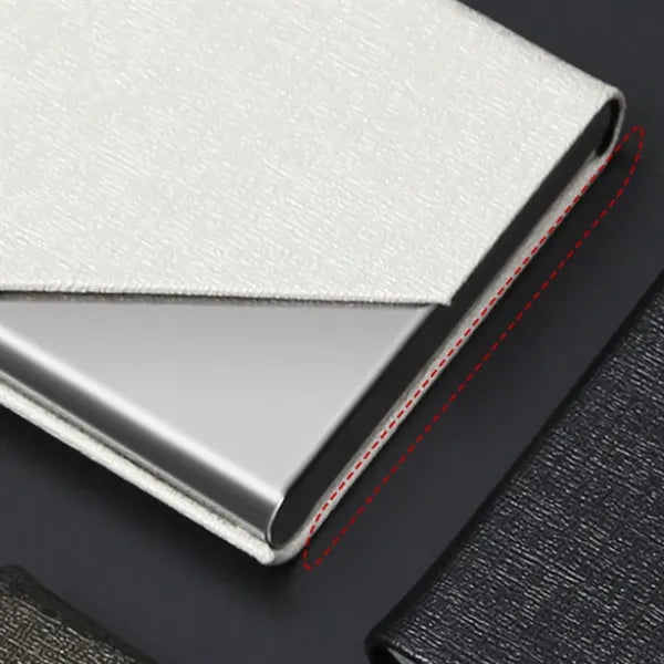 Leather And Stainless Steel Magnetic Business Card Holder