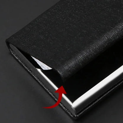 Leather And Stainless Steel Magnetic Business Card Holder