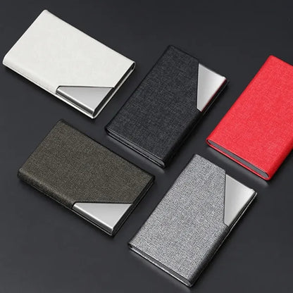 Leather And Stainless Steel Magnetic Business Card Holder