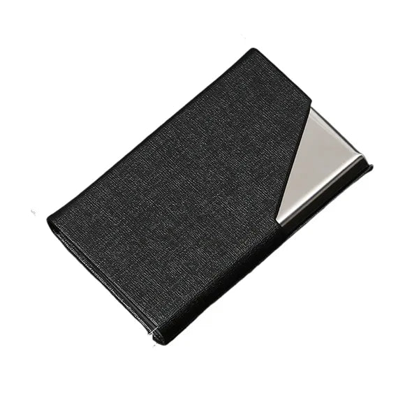 Leather And Stainless Steel Magnetic Business Card Holder