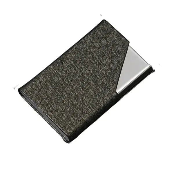 Leather And Stainless Steel Magnetic Business Card Holder
