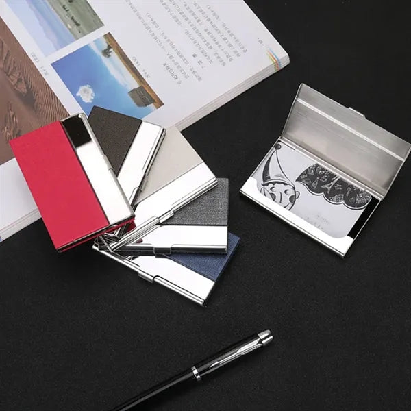 Stainless Steel Business Card Holder With Buckle Closure