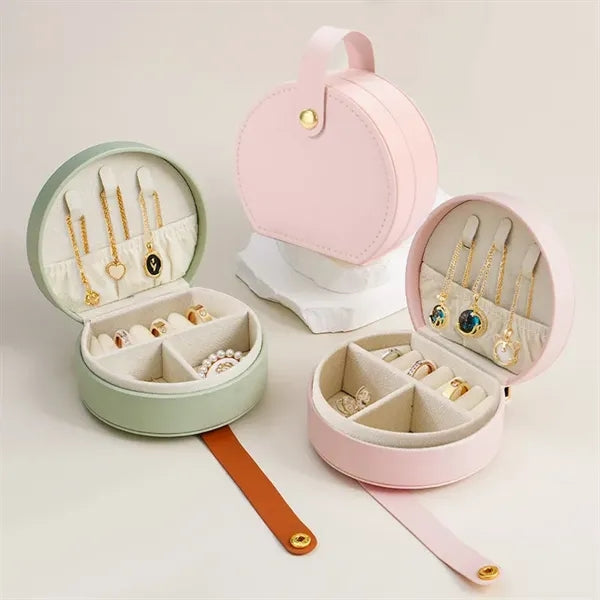 Portable Buckle Leather Jewelry Box