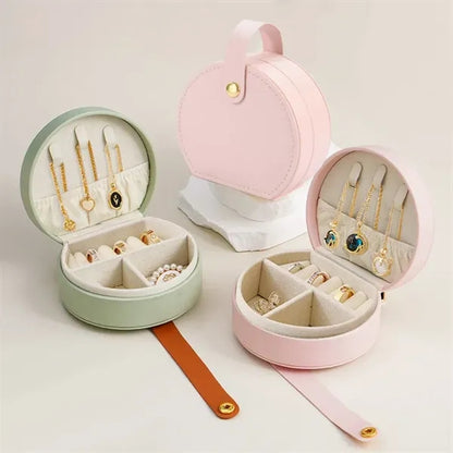 Portable Buckle Leather Jewelry Box