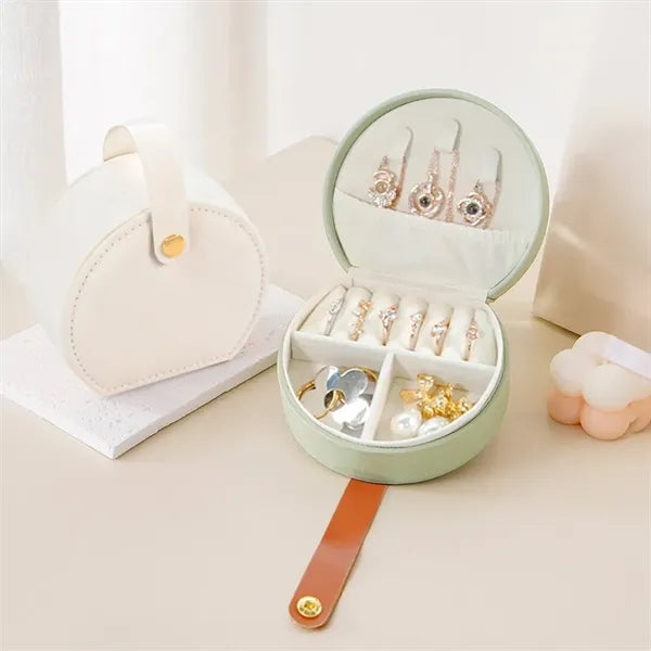 Portable Buckle Leather Jewelry Box