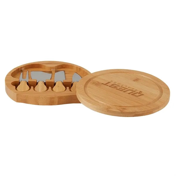 5-Piece Swivel Top Bamboo Cheese Board Set