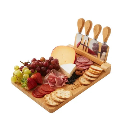 5 Piece Magnetic Bamboo Cheese Board Charcuteri Set