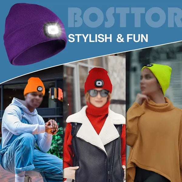 USB Rechargeable Beanie Hat with LED Light
