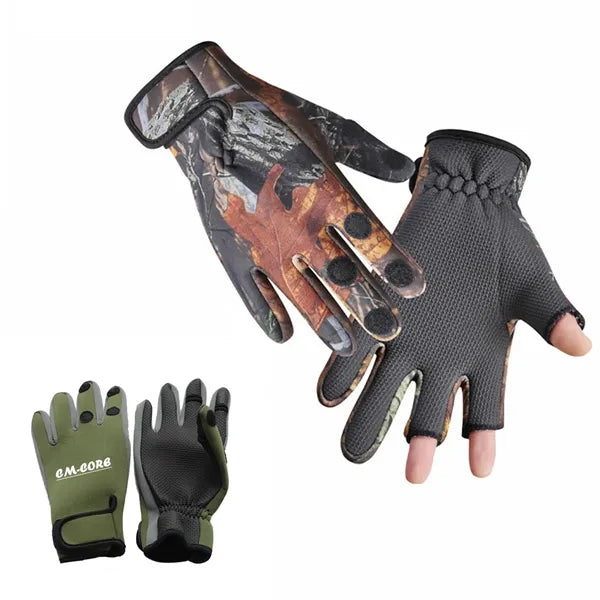 3 Cut Fingers Warm Neoprene Fishing Gloves