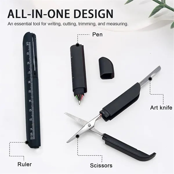 Multifunction Ballpoint Pen with Foldable Scissors