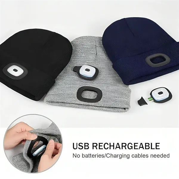USB Rechargeable LED Light Beanie Hat