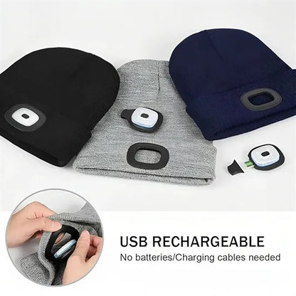 USB Rechargeable LED Light Beanie Hat