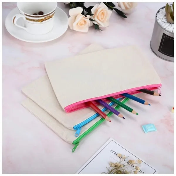 Multipurpose Canvas Cosmetic Bag with Zipper