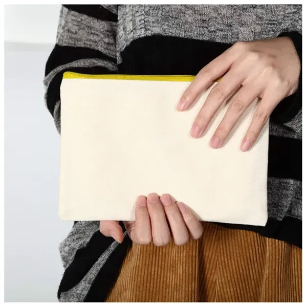 Multipurpose Canvas Cosmetic Bag with Zipper
