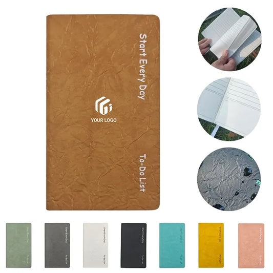 Pleated leather daily to-do list planner organizer notebook