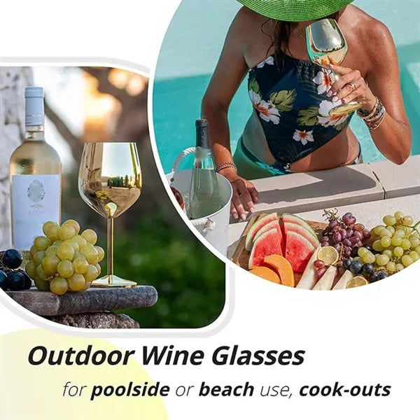 18oz outdoor party unbreakable stainless steel wine glass