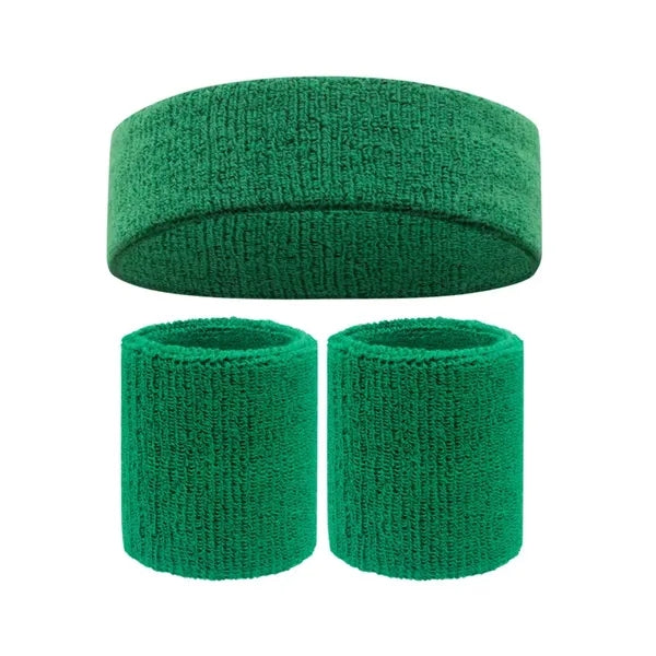 Sweatband Headband & Wristband Combo