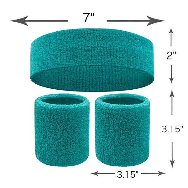 Sports Headband and Wristband Set with Custom Embroidery
