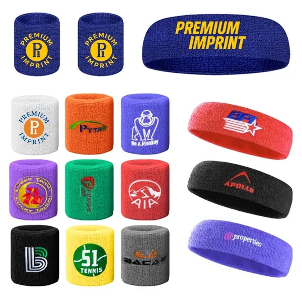 Sweatband Headband & Wristband Combo